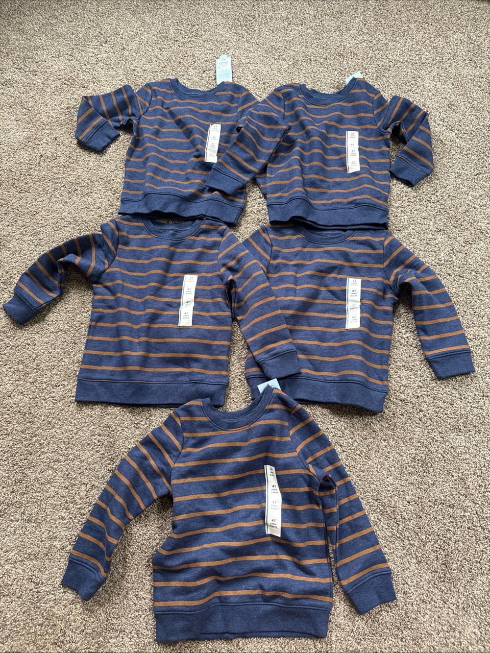 Cat & Jack Navy and Brown Striped Crewneck Sweatshirt